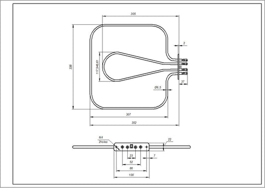 Lower Oven Element 1050W + 450W Compatible with Candy 41020672