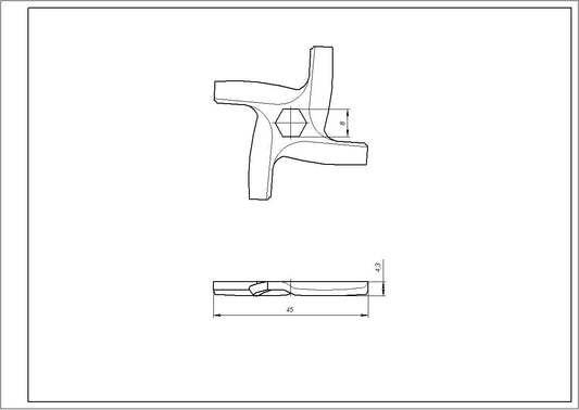Meat Grinder Cross Knife Moulinex ADR901 D=45mm s=4.5mm Hexagonal hole