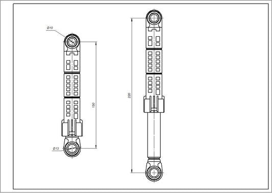 Drum Shock Absorber for Washing Machine Compatible with Samsung DC66-00343H DP 70N L=150-220mm D hole=10/13mm