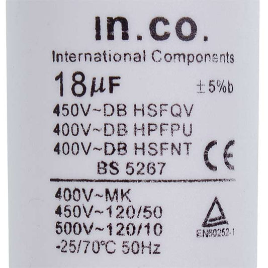 Mondo Washing Machine Capacitor CBB60 18uF 450V