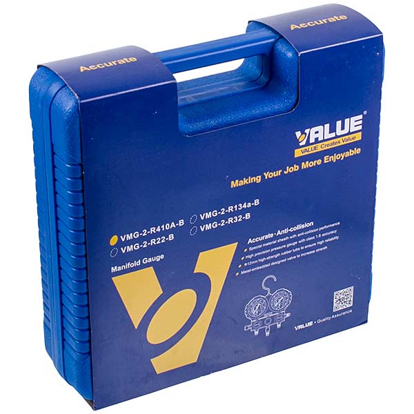 Manometric manifold 2-valves VALUE VMG -2 R410A + hoses (3pcs) (R410 R407 R22 R1