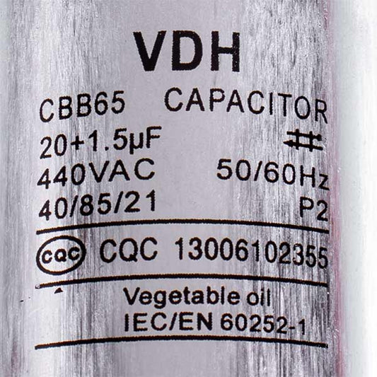 Capacitor 20+1,5uF 450V CBB65