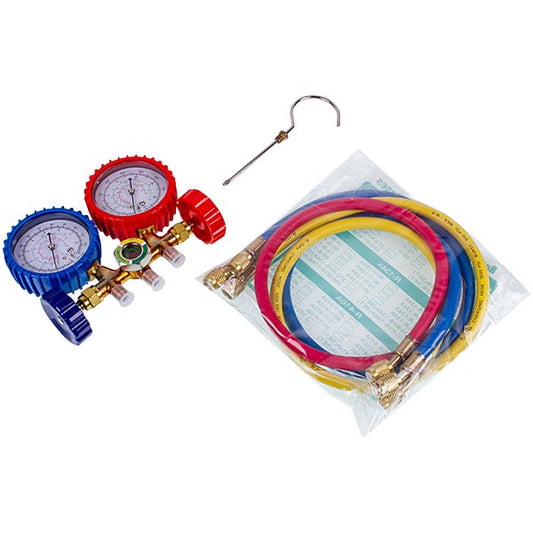 Gauge manifold 2-valve CT-536G  (R12 R22 R404 R134) + hoses 3pcsx900mm