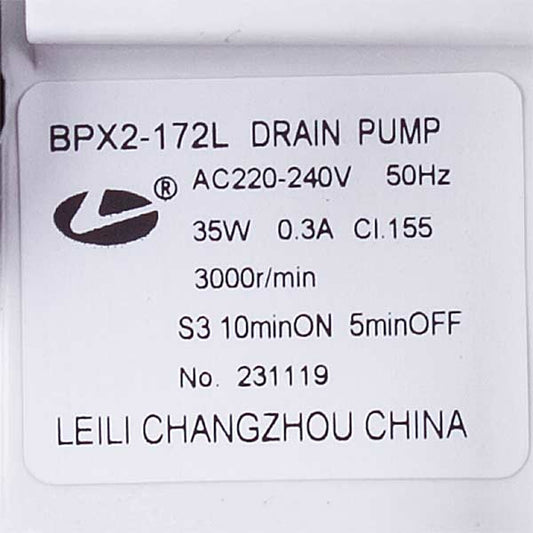 Pump (Drain Pump) for Washing Machine Ariston C00309709 (assembled) 35 W BPX2-172L (paired rear contacts)