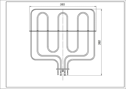Vestel 32017631 Sahterm Double Oven Element 2600W (1400+1200W)
