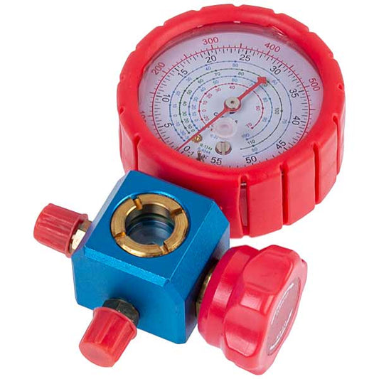 Manometric manifold 1-valve DBF-L-01HGF (R-22 R-410A R-134A R-404A) high pressure (1/4''-1/4'' SAE)