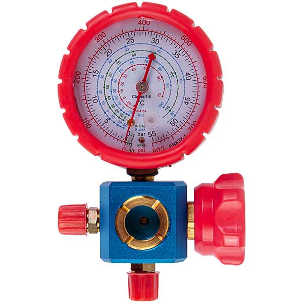 Manometric manifold 1-valve DBF-L-01HGF (R-22 R-410A R-134A R-404A) high pressure (1/4''-1/4'' SAE)