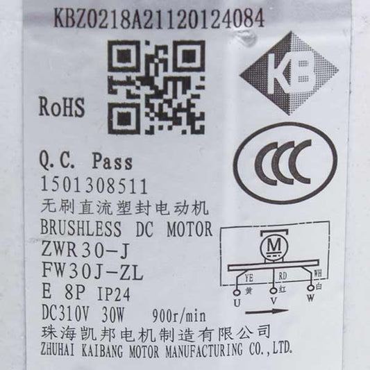 Air Conditioner Outdoor Unit Fan Motor C&H 1501308511 ZWR30-J 30W DC310V, stem 8x70mm