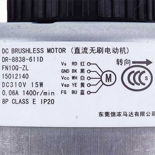 Air Conditioner Indoor Unit Fan Motor C&H 15012140 DR-8838-611D(FN10Q-ZL) 15W 310V 0.06A, stem 8x34mm