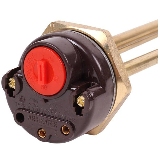 Water Heater Heating Element With Thermostat 1500W (copper) L=265mm flange 54mm 1 tube for sensor
