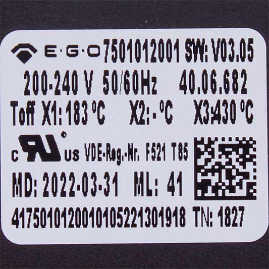 Cooling thermostat of the working chamber Rational 40.06.682P 200-240V X1:183°C - X2:°C - X3:430°C