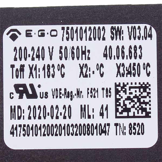 Cooling thermostat of the working chamber Rational 40.06.683P 200-240V X1:183°C - X2:°C - X3:450°C