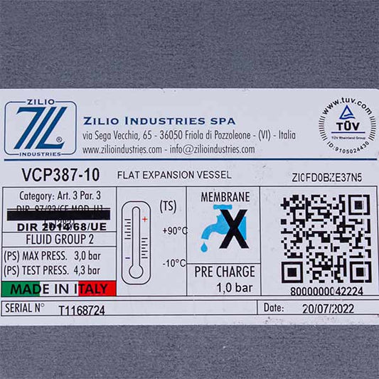 Gas-fired Boiler Expansion Tank Zilio 10 L Compatible with Ferroli Diva/Domitop, Domina, Domiproject 36802740