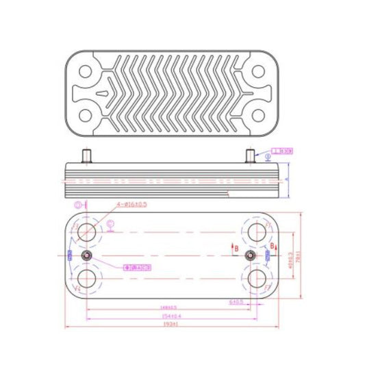 DHW Plate Heat Exchanger (10 plates) for Gas Boiler 17B1901000