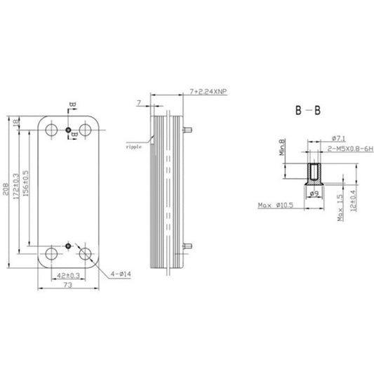 DHW Plate Heat Exchanger (10 plates) for Gas Boiler Compatible with Baxi/Westen 17B2071000