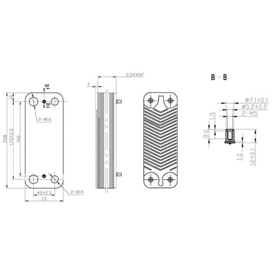 DHW Plate Heat Exchanger Zilmet (16 plates) for Gas Boiler Compatible with Ariston 998483