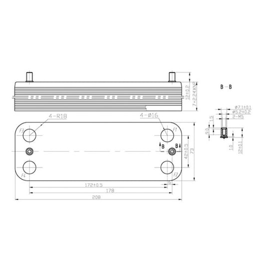 DHW Plate Heat Exchange (16 plates) for Gas Boiler 61011164