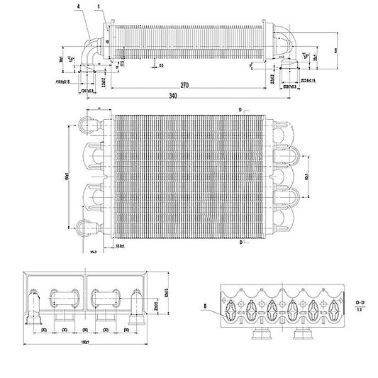 Bithermic Heat Exchanger for Gas Boiler Compatible with Sime Metropolis 25 OF/BF 6174249
