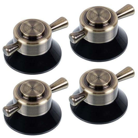 Universal Hob Control Knobs Set Pyramida, Gorenje, Bosch, Hansa (4 pieces) black+brass