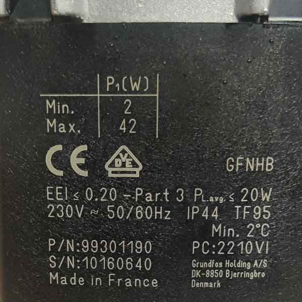 Frequency Circulation Pump Grundfos UPM3 15-60 2-42 W for Condensing Boiler Viessmann 7876449