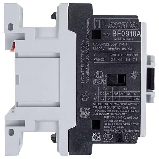 Contactor (magnetic starter) LOVATO 380083 BF0910A 25A/230V AC 9A/4,2kW/400V AC3