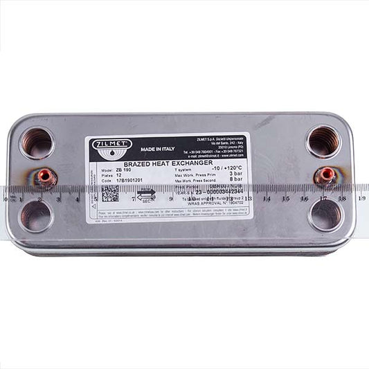 DHW Plate Heat Exchanger Zilmet (12 plates) for Gas Boiler Beretta City, Mynute, Exclusive 17B1901201