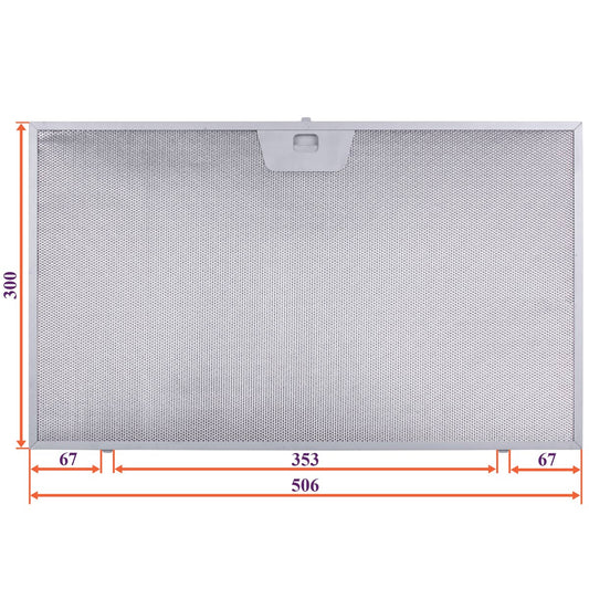 Cooker Hood Grease Filter (metal) 506x300x8mm (under latches, universal)