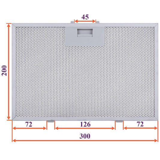 Cooker Hood Grease Filter (metal) 300x200x8mm (under latches, universal)