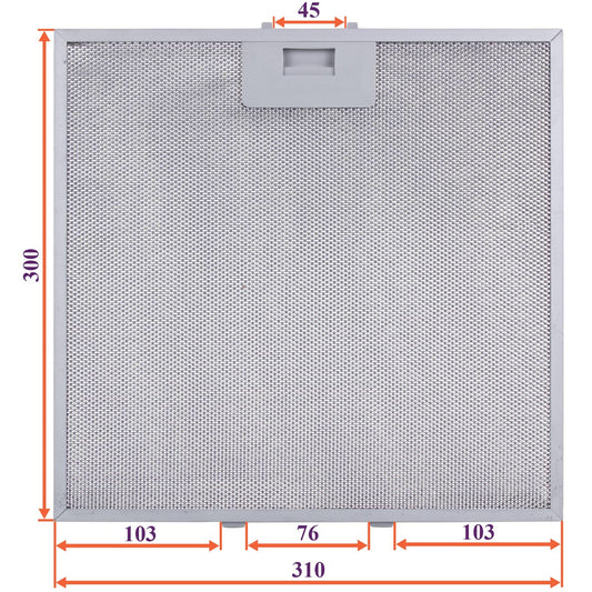 Cooker Hood Grease Filter (metal) 310x300x8mm (under latches, universal)