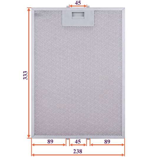 Cooker Hood Grease Filter (metal) 238x333x8mm (under latches, universal)