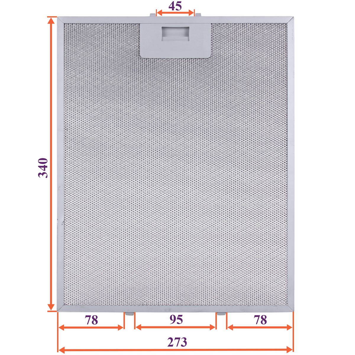 Cooker Hood Grease Filter (metal) 273x340x8mm (under latches, universal)