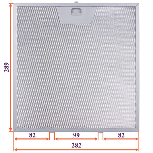 Cooker Hood Grease Filter (metal) 282x289x8mm (under latches, universal)
