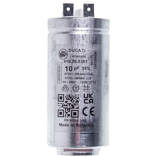 Washing Machine Drying Capacitor AEG 1250020615 Ducati 10uF 425V 72x35mm (2 terminals)