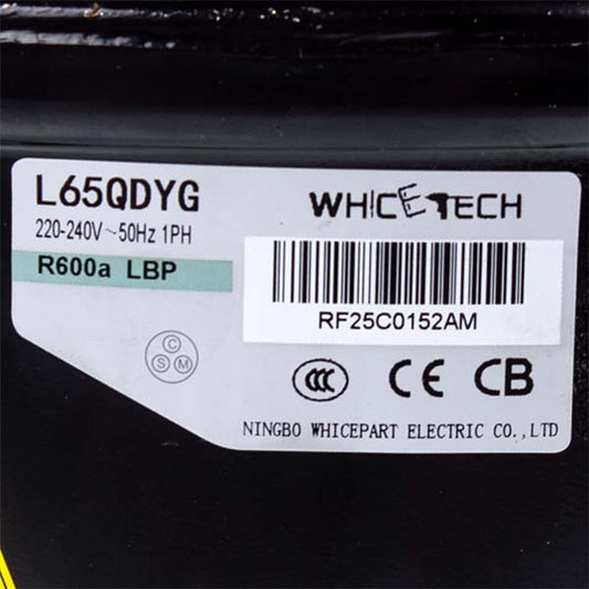 Compressor for refrigerator WhiceTech L65QDYG R600a 110W (with starting relay)