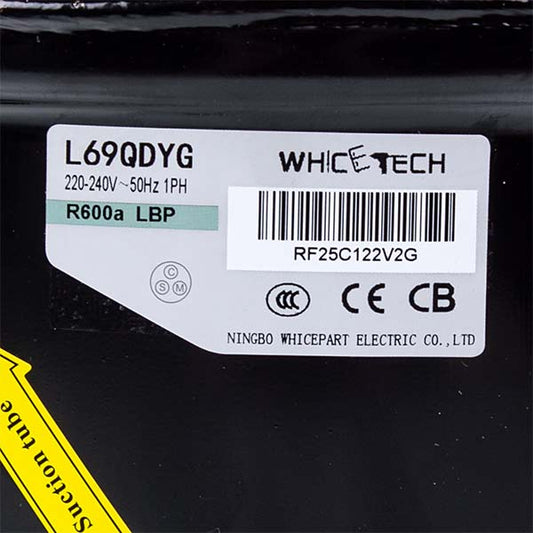 Compressor for refrigerator WhiceTech L69QDYG R600a 130W (with starting relay)