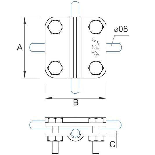 Wire/wire clamp D=8-10mm galvanized steel clamp 04/88.2 OC