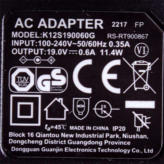 Adapter for Robot Vacuum Cleaner Rowenta RS-RT900867 K12S190060G 19V 0.6A