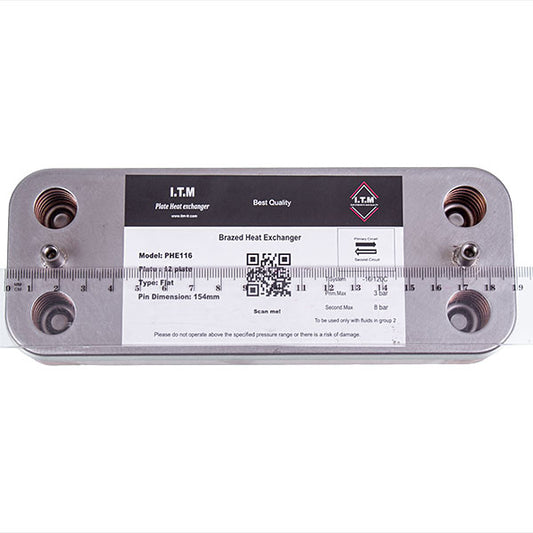 DHW Plate Heat Exchanger (12 plates) for Gas Boiler Compatible with Viessmann Vitopend 100 WH1D 7828745