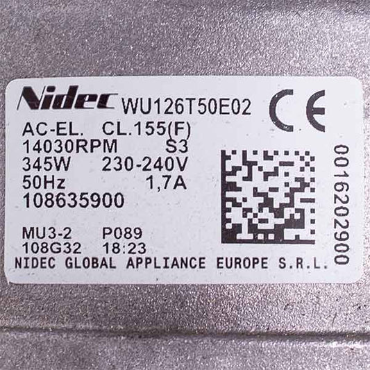 Motor for Automatic Washing Machine Electrolux 8581086359008 Nidec 14030 RPM 240V 345W