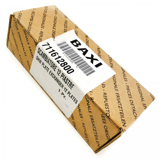 DHW Plate Heat Exchanger (12 plates) for Gas Boiler Baxi Eco Four, Luna 3 Comfort, Westen Star (since 2014) 711612800