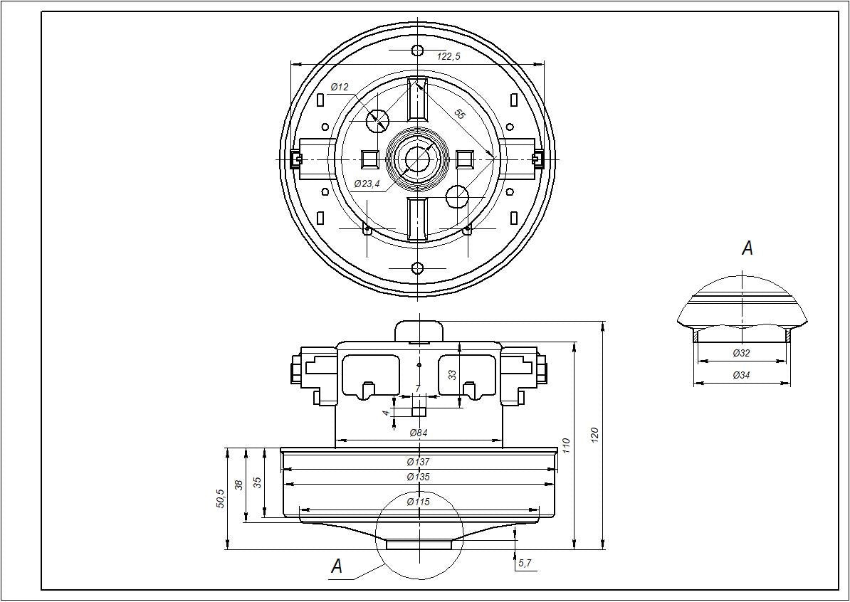 Samsung Vacuum Cleaner Motor DJ31-00067P 1800W D=135/84mm H=35/111mm