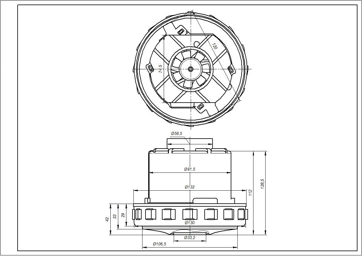 Zelmer \ Bosch Motor for Washing Cleaner 00145664 Domel 1600W D=130/92mm H=30/130mm