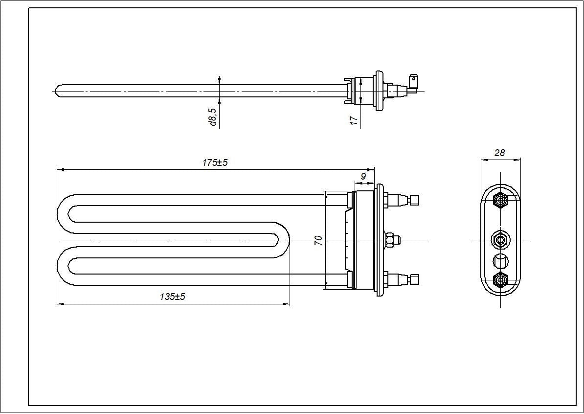 LG AEG33121513 Washing Machine Heating Element TPD 175-SB-1600 Kawai L=175mm 1600W