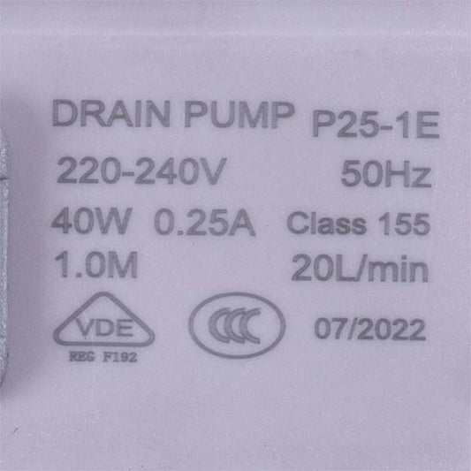 Washing Machine Drain Pump 40W P25-1E 0.2A (copper winding)