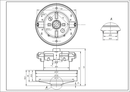 Samsung Vacuum Cleaner Motor DJ31-00097A 2000W D=135/84mm H=35/111mm