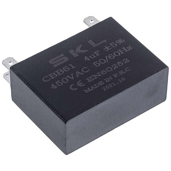 Capacitor For Air Conditioner 4uF 450V CBB61 (on 4 contacts)