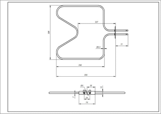 Lower Oven Element 1000W Compatible with Electrolux 3871428011