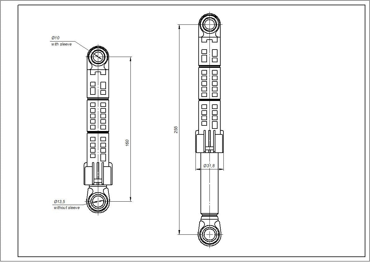 Shock Absorber ANSA 100N for Washing Machine Compatible with LG 4901ER2003A