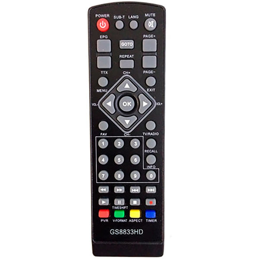 DVB-T2 Remote Control Compatible with GOLDSTAR GS8833HD