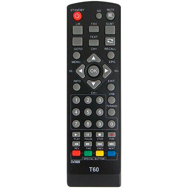 DVB-T2 Remote Control Compatible with Selenga T60, T40